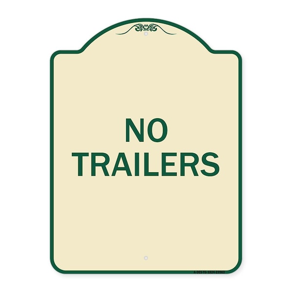 Signmission Designer Series Sign-No Trailers, Tan & Green Heavy-Gauge Aluminum Sign, 24" x 18", TG-1824-23563 A-DES-TG-1824-23563 - main